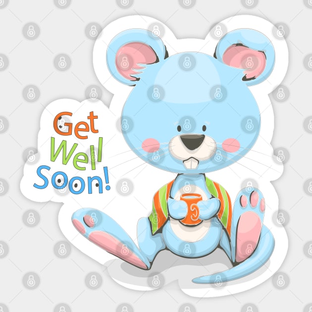 Get Well Soon Cute Mouse Sticker by Mako Design 